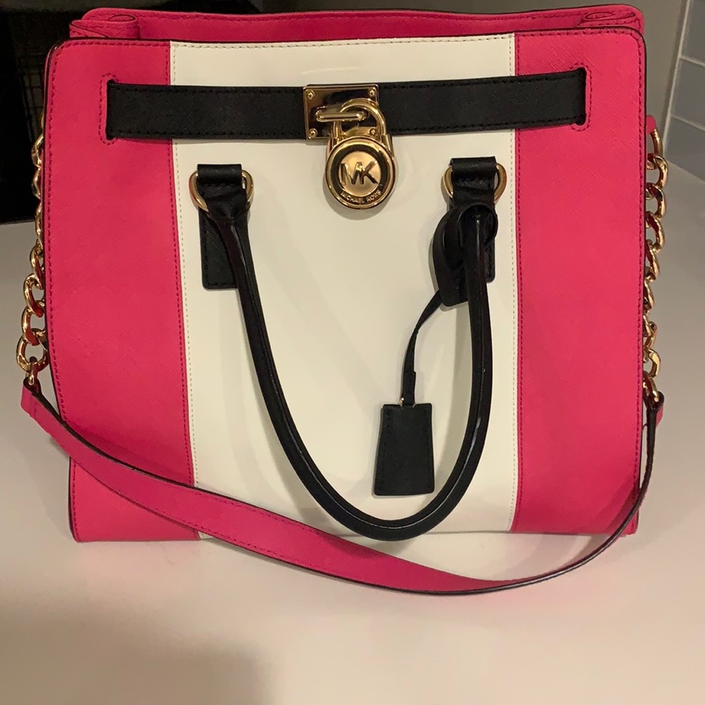 Michael Kors pink,black and white bag.